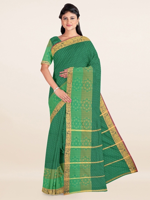 

Pothys Green & Gold-Toned Ethnic Motifs Zari Art Silk Saree