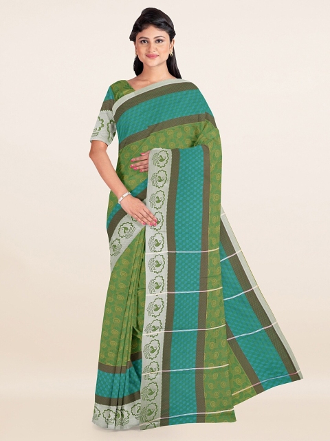 

Pothys Green & Silver-Toned Woven Design Zari Art Silk Saree