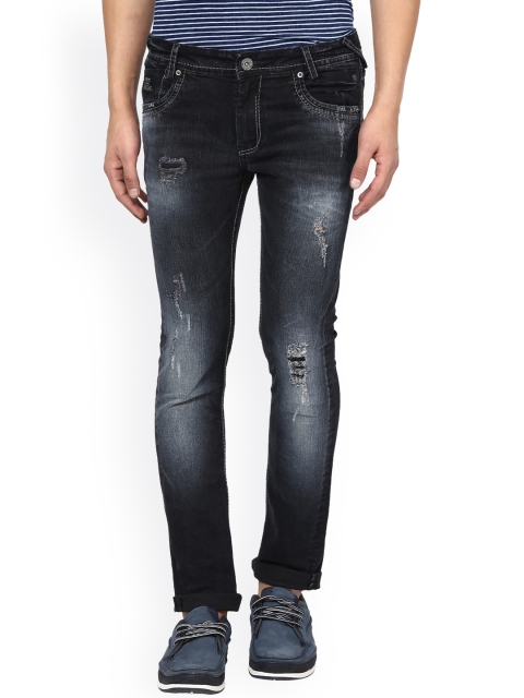 

Mufti Men Black Super-Skinny Fit Mildly Distressed Stretchable Jeans