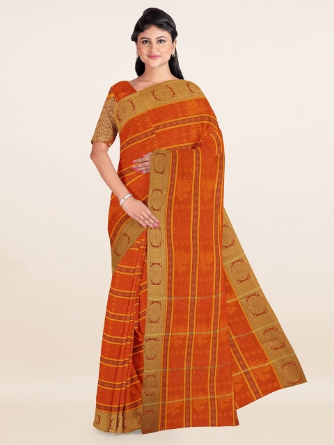 

Pothys Rust & Gold-Toned Striped Zari Art Silk Saree