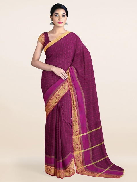 

Pothys Purple & Gold-Toned Woven Design Zari Art Silk Saree