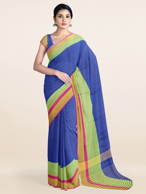 

Pothys Blue & Green Solid Zari Saree
