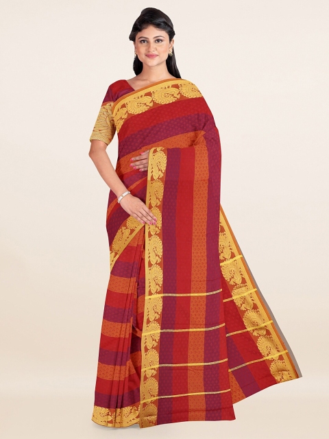 

Pothys Red & Orange Striped Zari Art Silk Saree