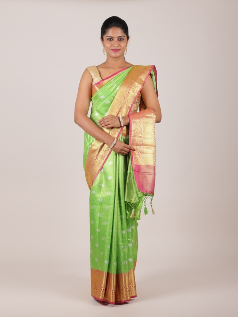 

Pothys Green & Pink Woven Design Zari Organza Saree