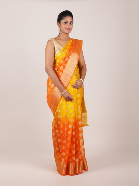 

Pothys Orange & Yellow Woven Design Zari Organza Saree