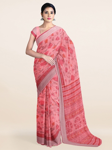 

Pothys Pink & Red Floral Saree