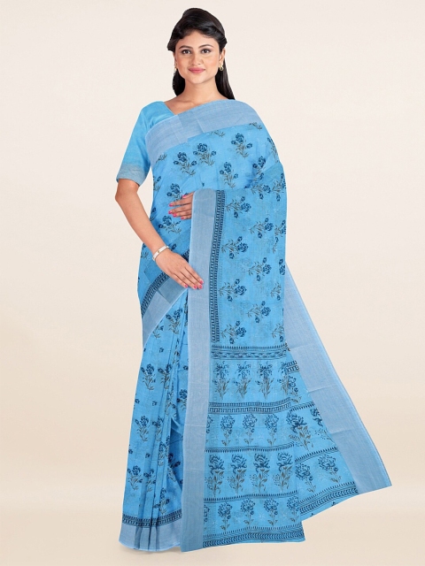 

Pothys Blue & Grey Floral Printed Saree