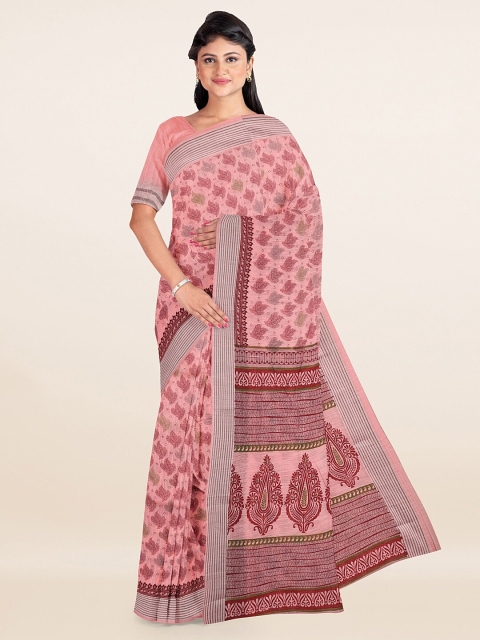 

Pothys Pink & Maroon Ethnic Motifs Zari Saree