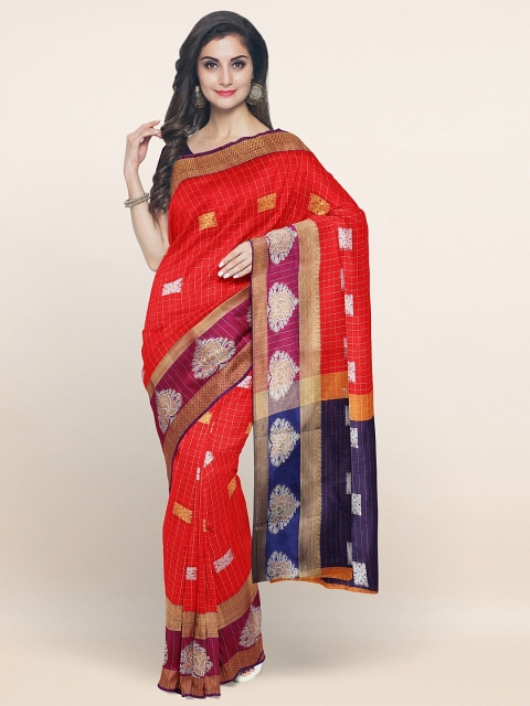 

Pothys Red & Purple Woven Design Zari Saree