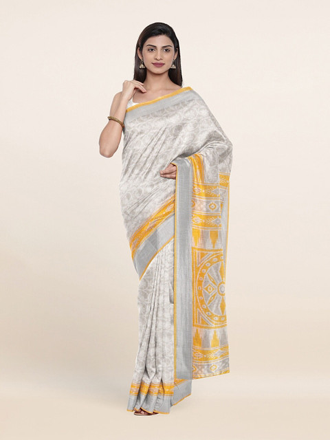 

Pothys Off White & Yellow Zari Saree