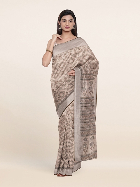 

Pothys Tan Geometric Printed Saree