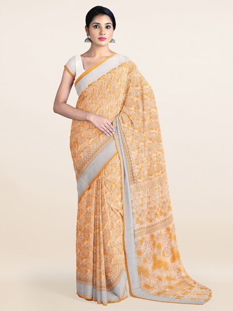 

Pothys Yellow & Grey Floral Zari Saree