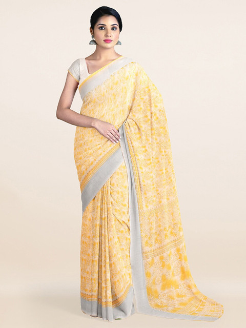 

Pothys Yellow Woven Design Cotton Blend Saree