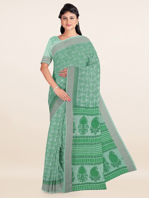 

Pothys Green Floral Printed Cotton Blend Saree