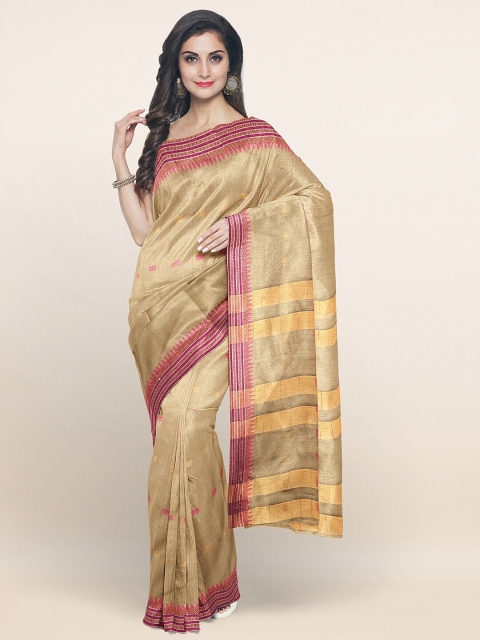 

Pothys Tan & Yellow Woven Design Zari Saree