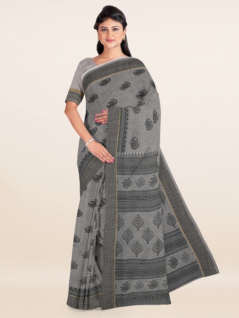 

Pothys Grey & Black Paisley Saree