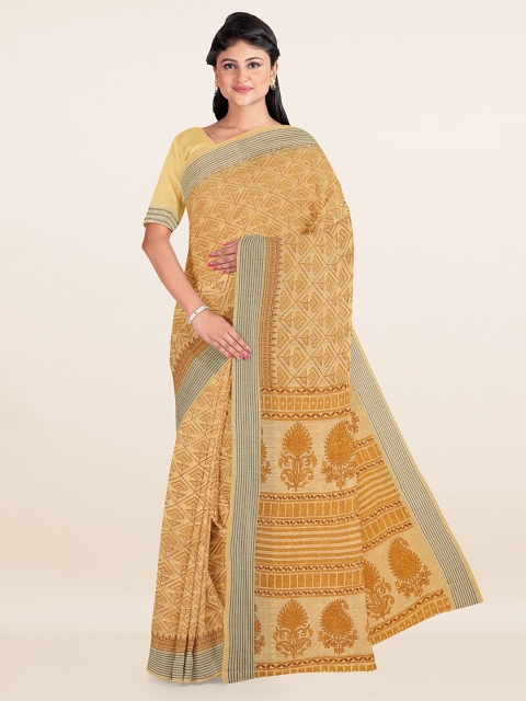 

Pothys Yellow & Brown Printed Saree