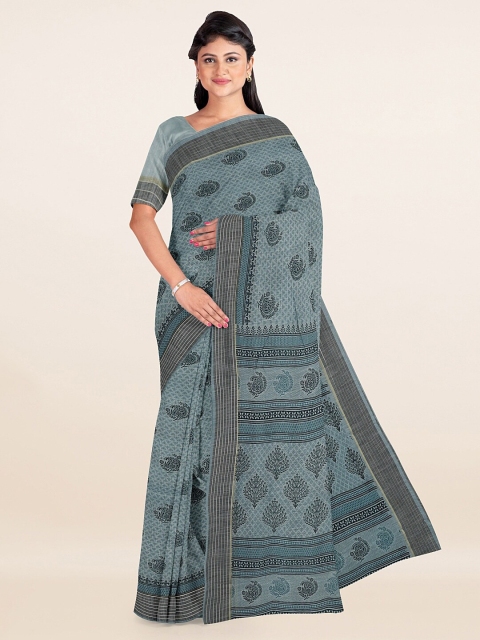 

Pothys Blue & Black Paisley Printed Saree