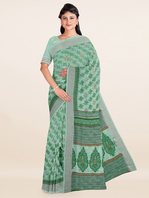 

Pothys Green Floral Printed Cotton Blend Saree