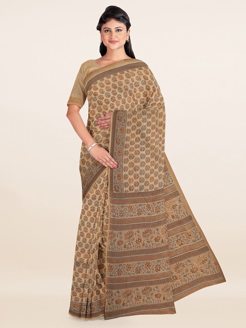 

Pothys Beige & Brown Printed Saree