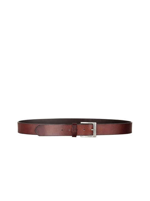 

THE CLOWNFISH Men Brown Textured Leather Belt