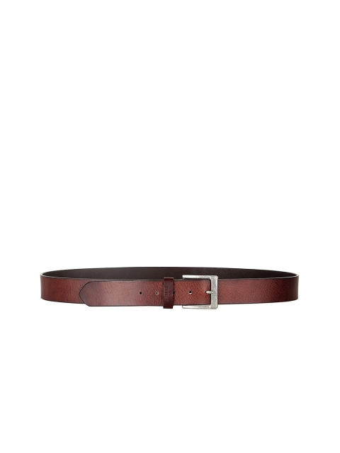 

THE CLOWNFISH Men Brown Textured Leather Belt