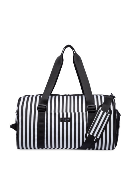 

THE CLOWNFISH Black & White Striped Duffel Bag
