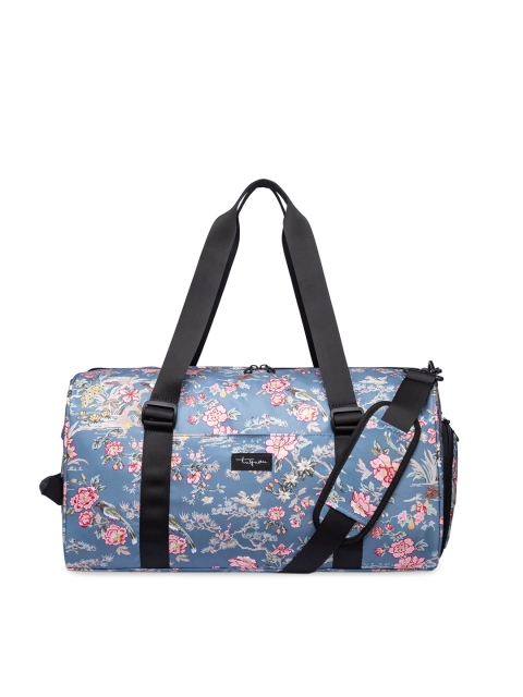 

THE CLOWNFISH Blue Floral Printed Duffel Bag