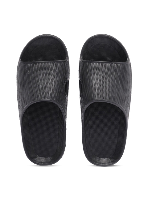 

Bewakoof Men Black Solid Rubber Sliders