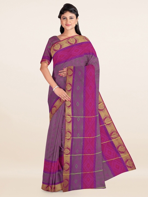 

Pothys Purple & Gold-Toned Woven Design Zari Art Silk Saree