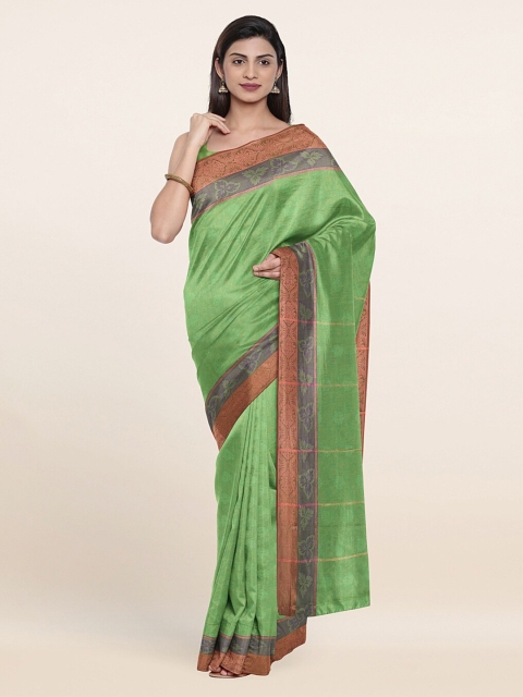 

Pothys Green & Purple Floral Zari Art Silk Saree