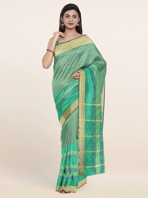 

Pothys Green & Gold-Toned Ethnic Motifs Zari Art Silk Saree