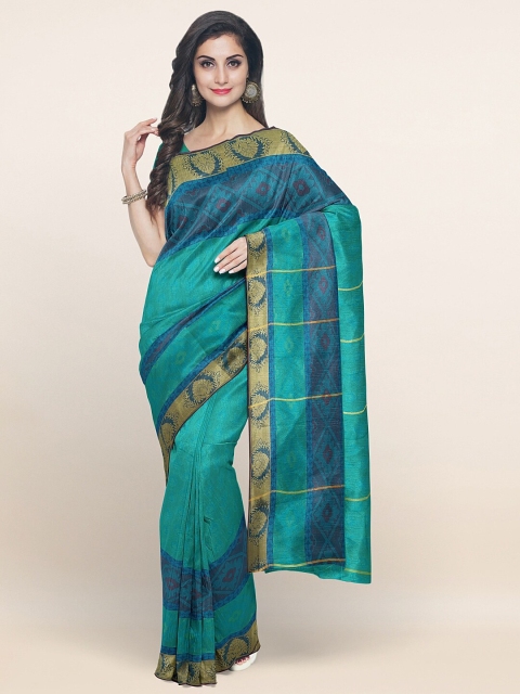 

Pothys Green & Gold-Toned Ethnic Motifs Zari Art Silk Saree