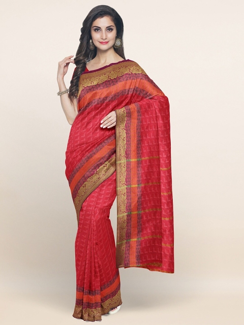 

Pothys Pink & Gold-Toned Zari Art Silk Saree