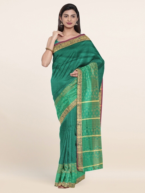 

Pothys Green & Gold-Toned Woven Design Art Silk Saree