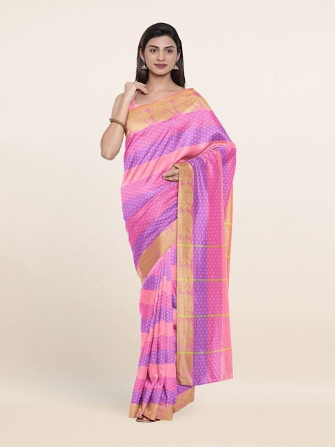 

Pothys Pink & Gold-Toned Woven Design Zari Art Silk Saree