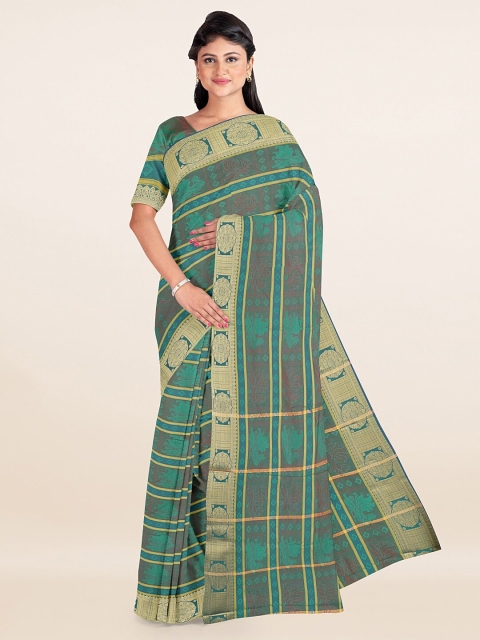 

Pothys Green & Gold-Toned Woven Design Zari Art Silk Saree