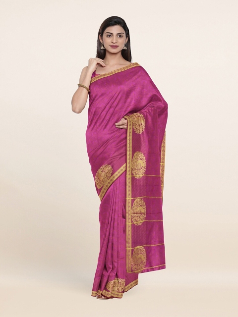 

Pothys Violet & Gold-Toned Zari Art Silk Saree