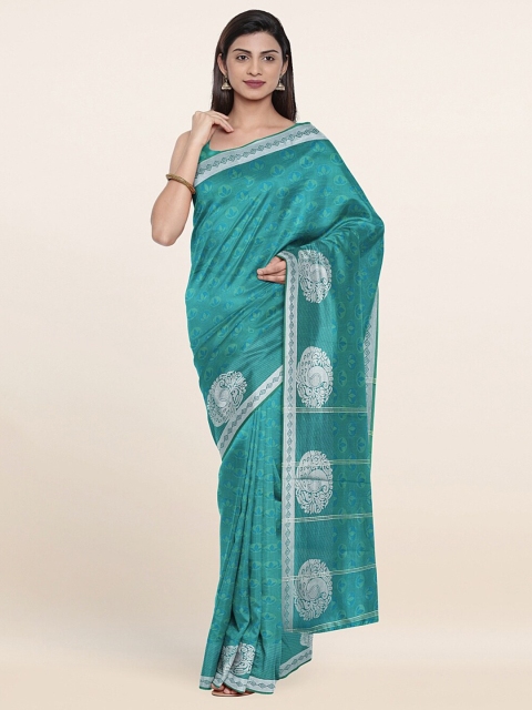 

Pothys Blue & Silver-Toned Paisley Zari Art Silk Saree