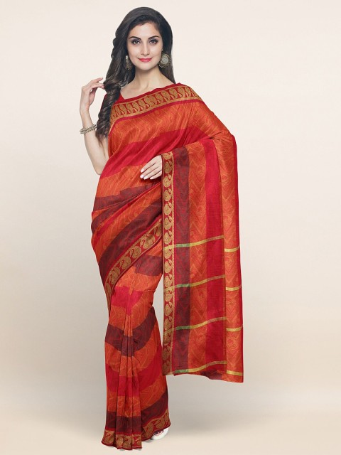 

Pothys Maroon & Gold-Toned Woven Design Zari Art Silk Saree