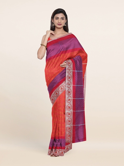 

Pothys Red & Purple Printed Zari Art Silk Saree