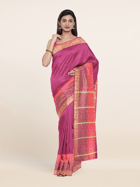 

Pothys Purple & Gold-Toned Woven Design Zari Art Silk Saree