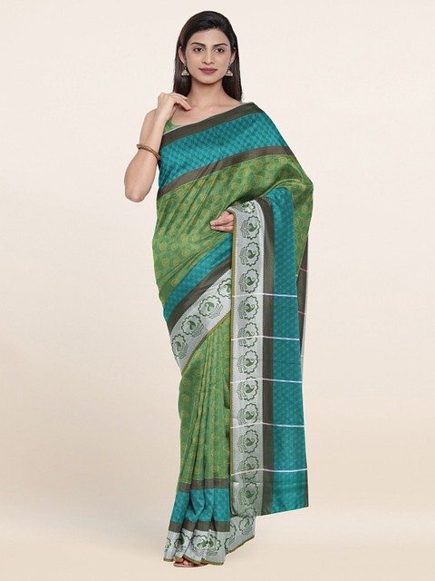 

Pothys Green & Blue Floral Zari Art Silk Saree