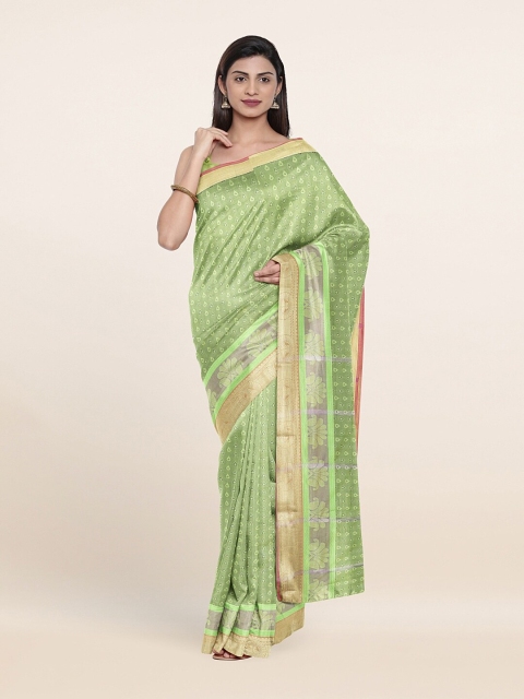 

Pothys Green & Grey Ethnic Motifs Zari Art Silk Saree