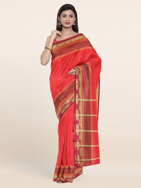 

Pothys Red & Purple Woven Design Zari Art Silk Saree