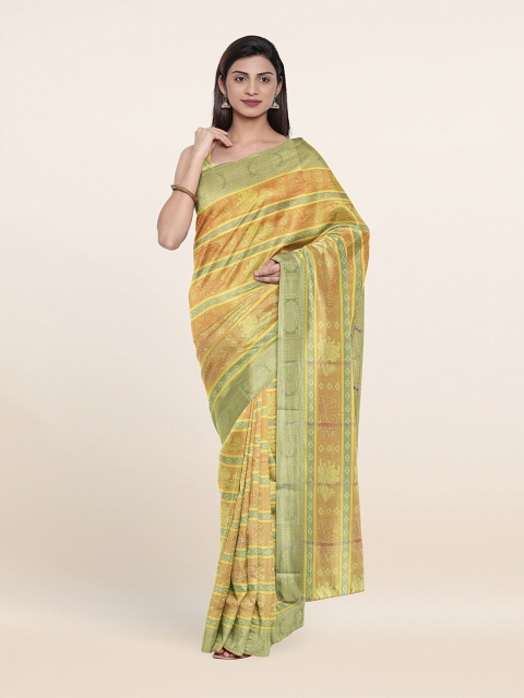 

Pothys Yellow & Orange Ethnic Motifs Art Silk Saree