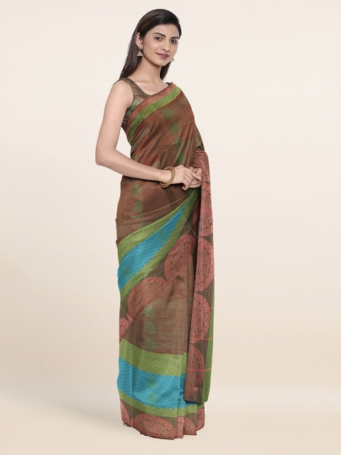 

Pothys Green & Teal Blue Ethnic Motifs Zari Art Silk Saree