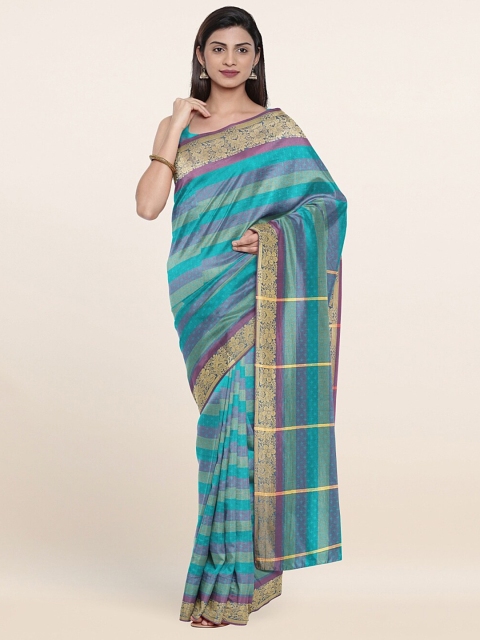 

Pothys Woman Blue & Purple Striped Zari Art Silk Saree