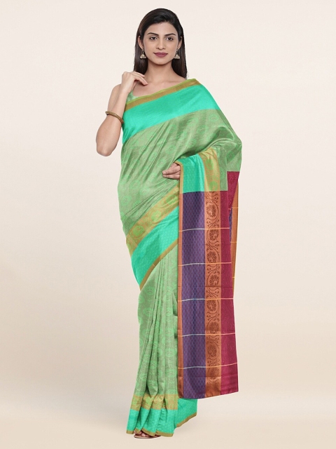 

Pothys Green & Gold-Toned Ethnic Motifs Zari Art Silk Saree