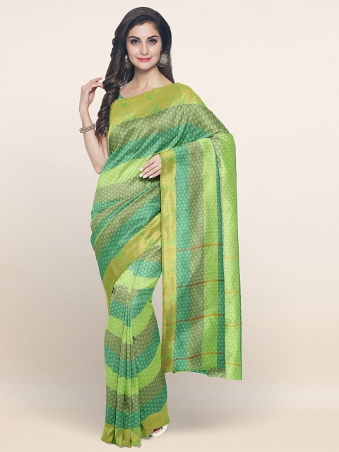 

Pothys Green & Gold-Toned Ethnic Motifs Zari Art Silk Saree